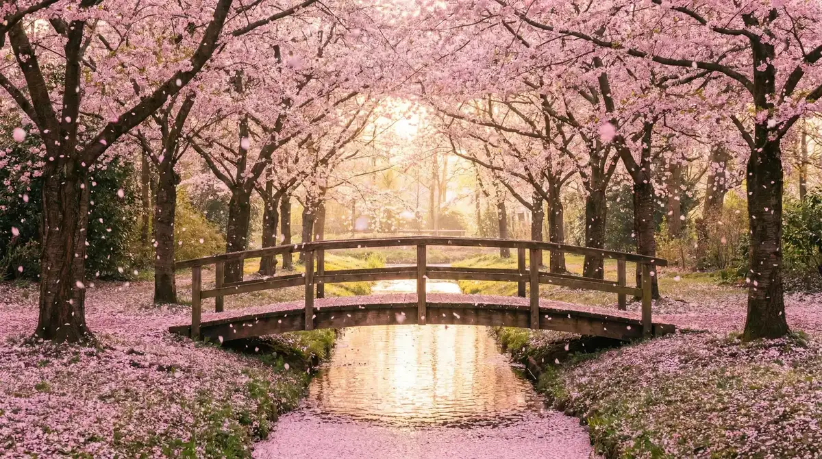 樱花桥畔 - 蜜桃导航 唯美风景